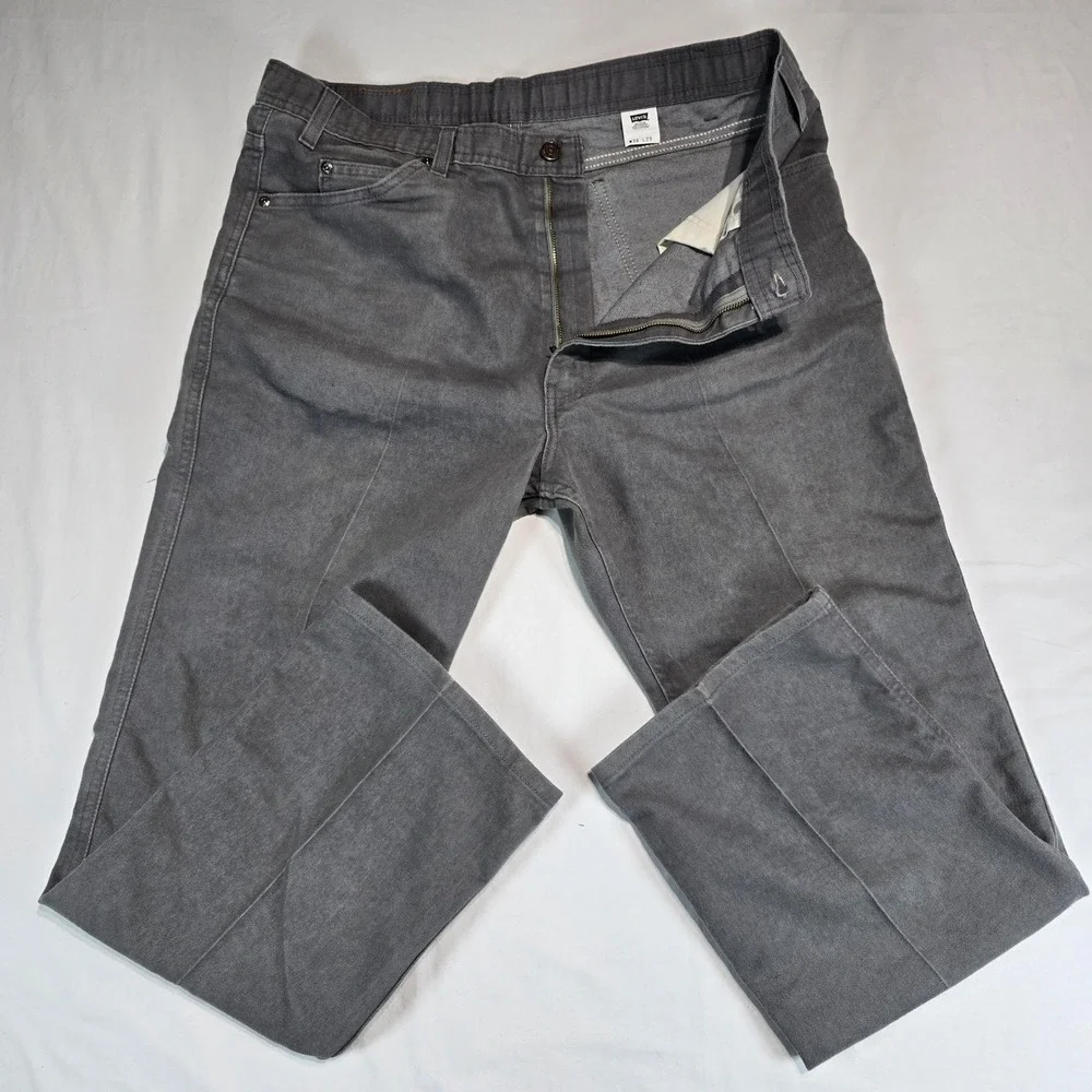 Vintage‎ Levis Action Slacks Mens 38x29 Gray Twill Orange Tab Trousers 0501-0873